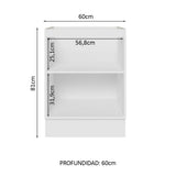 Bajo Mesada 60 cm x 60 cm, 1 Puerta Lux Blanco/Negro