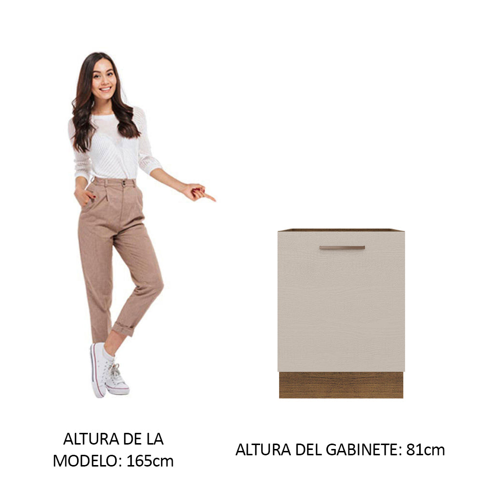 Bajo Mesada Cocina 60 x 60 cm 1 Puerta (Sin Mesada) Marrón/Crema Agata Madesa