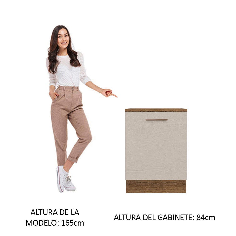 Bajo Mesada Cocina 60 x 60 cm 1 Puerta (Con Mesada) Marrón/Crema Agata Madesa