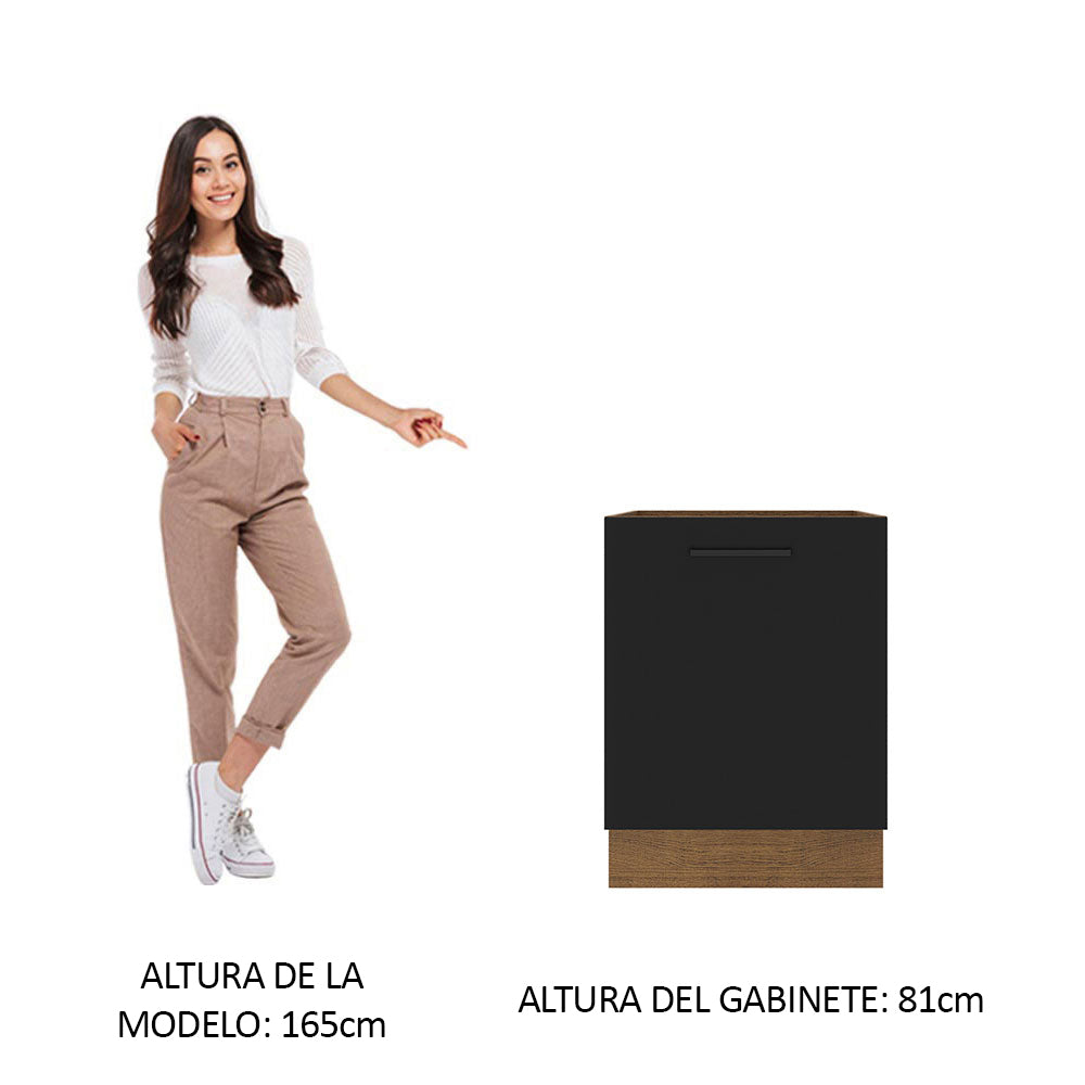 Bajo Mesada Cocina 60 x 60 cm 1 Puerta (Sin Mesada) Marrón/Negro Agata Madesa