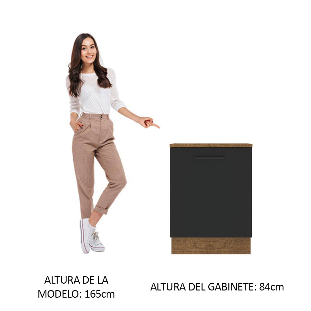 Bajo Mesada Cocina 60 x 60 cm 1 Puerta (Con Mesada) Marrón/Negro Agata Madesa
