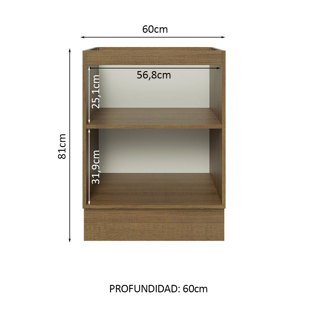 Bajo Mesada Cocina 60 x 60 cm 1 Puerta (Sin Mesada) Marrón/Negro Glamy Madesa