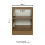 Bajo Mesada Cocina 60 x 60 cm 1 Puerta (Sin Mesada) Marrón/Negro Glamy Madesa