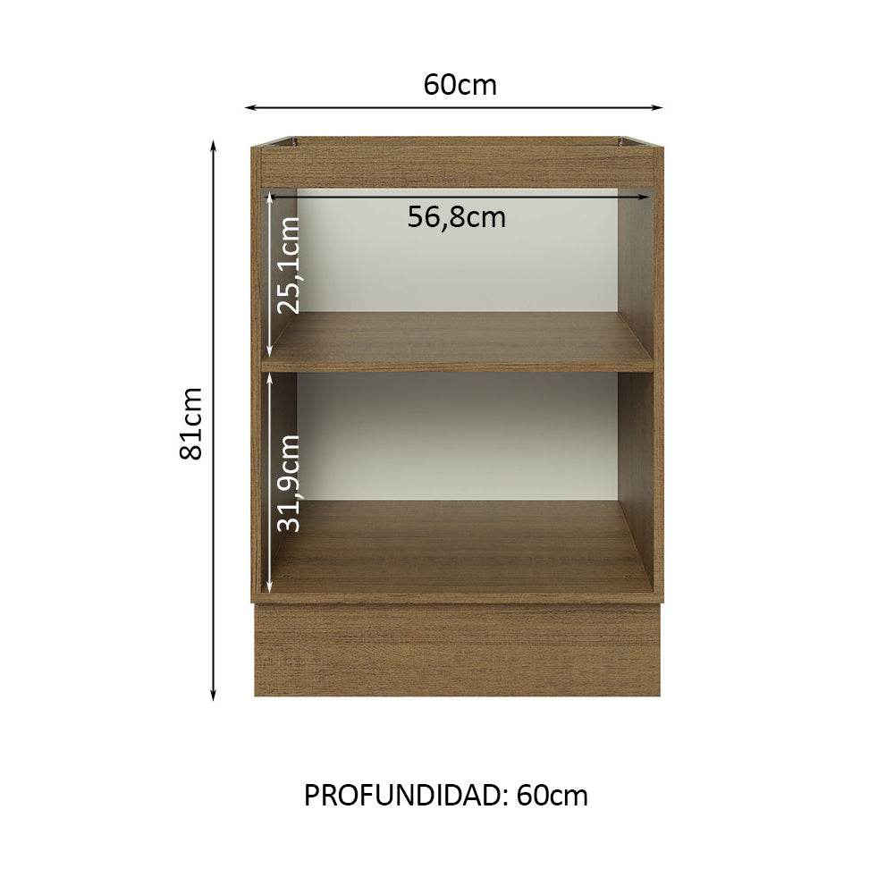 Bajo Mesada 60 cm x 60 cm, 1 Puerta Lux Marrón/Negro