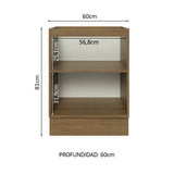 Bajo Mesada 60 cm x 60 cm, 1 Puerta Lux Marrón/Negro