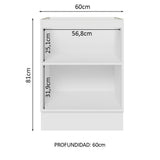 Bajo Mesada Cocina 60 x 60 cm 1 Puerta (Sin Mesada) Blanco/Marrón Glamy Madesa
