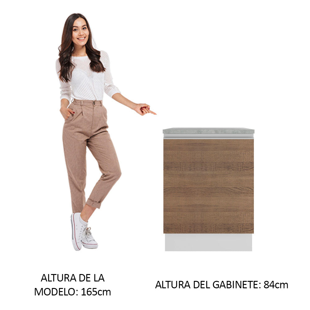Bajo Mesada Madesa Glamy 60 x 60 cm 1 Puerta (Con Mesada) Blanco/Marrón