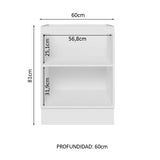 Bajo Mesada Cocina 60 x 60 cm 1 Puerta (Sin Mesada) Blanco/Marrón Stella Madesa