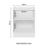 Bajo Mesada 60 cm x 60 cm, 1 Puerta Lux Blanco/Gris