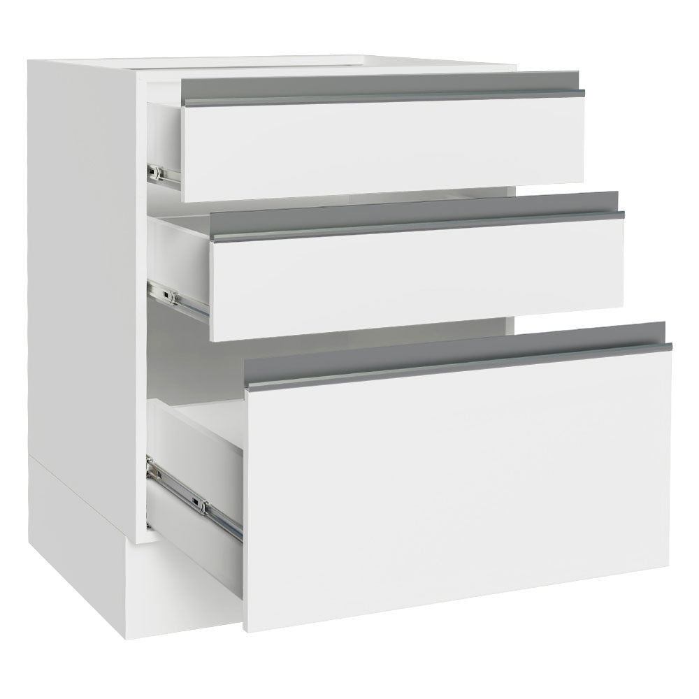 Bajo Mesada Cocina 60 x 60 cm 3 Cajones (Sin Mesada) Blanco Glamy Madesa