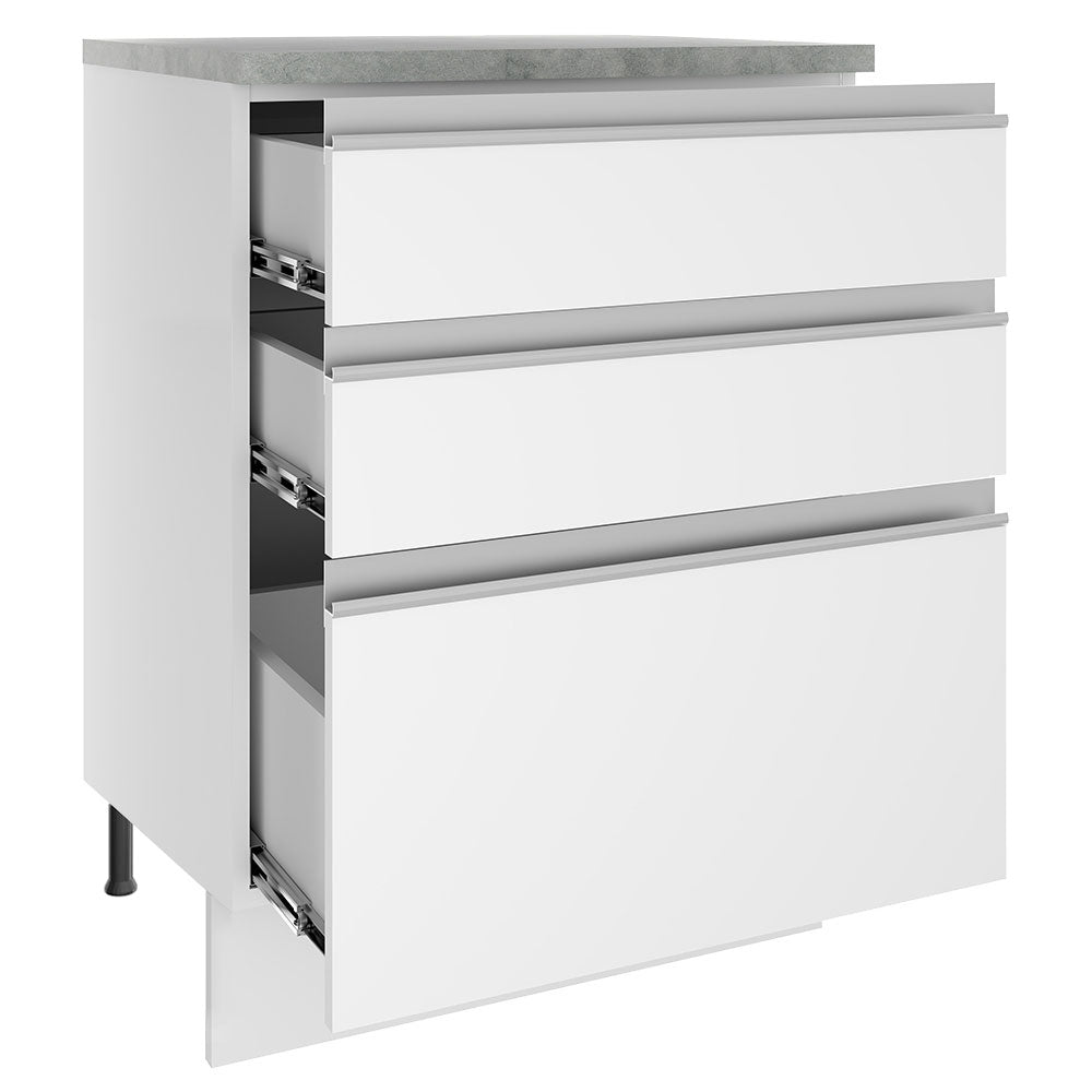 Bajo Mesada Madesa Glamy 60 x 60 cm 3 Cajones (Con Mesada) Blanco