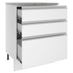 Bajo Mesada 60 x 60 cm 3 Cajones (Con Mesada) Blanco Glamy Madesa