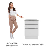 Bajo Mesada Cocina 60 x 60 cm 3 Cajones (Con Mesada) Blanco Stella Madesa