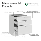Bajo Mesada de Cocina 60 x 60 cm 3 Cajones (con Mesada) Blanco Vik Madesa