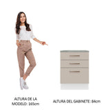 Bajo Mesada 60 x 60 cm 3 Cajones (Con Mesada) Blanco/Crema Agata Madesa