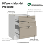 Bajo Mesada 60 x 60 cm 3 Cajones (Sin Mesada) Blanco/Crema Vik Madesa