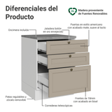 Bajo Mesada 60 x 60 cm 3 Cajones (Con Mesada) Blanco/Crema Vik Madesa