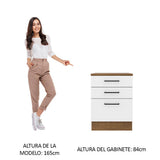 Bajo Mesada 60 x 60 cm 3 Cajones (Con Mesada) Marrón/Blanco Agata Madesa
