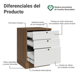 Bajo Mesada de Cocina 60 x 60 cm 3 Cajones (con Mesada) Marrón/Blanco Vik Madesa