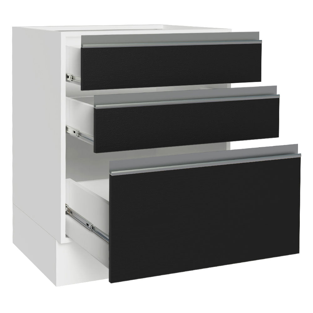 Bajo Mesada Cocina 60 x 60 cm 3 Cajones (Sin Mesada) Blanco/Negro Glamy Madesa