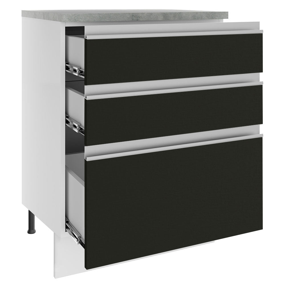 Bajo Mesada Madesa Glamy 60 x 60 cm 3 Cajones (Con Mesada) Blanco/Negro