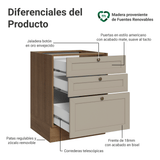 Bajo Mesada 60 x 60 cm 3 Cajones (Sin Mesada) Marrón/Crema Vik Madesa