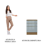 Bajo Mesada 60 x 60 cm 3 Cajones (Con Mesada) Marrón/Gris Lux Madesa