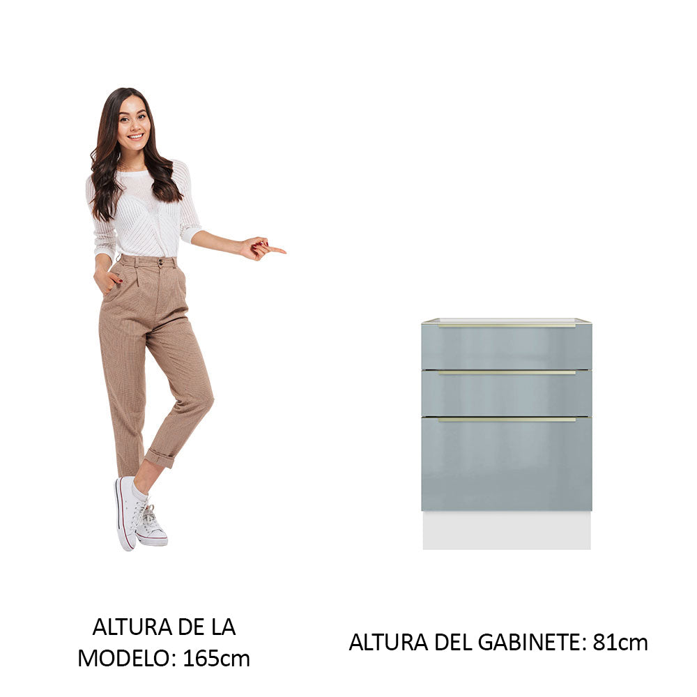 Bajo Mesada 60 cm x 60 cm, 3 Cajones Lux Blanco/Gris