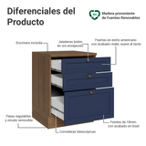 Bajo Mesada de Cocina 60 x 60 cm 3 Cajones (con Mesada) Marrón/Azul Vik Madesa