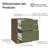 Bajo Mesada de Cocina 60 x 60 cm 3 Cajones (Sin Mesada) Marrón/Verde Vik Madesa
