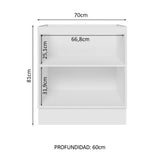 Bajo Mesada Cocina 70 x 60 cm 2 Puertas (Sin Mesada) Blanco Glamy Madesa