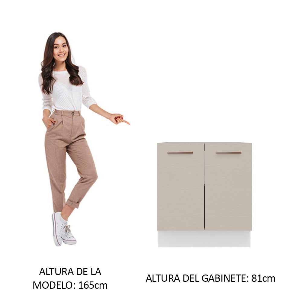 Bajo Mesada Cocina 70 x 60 cm 2 Puertas (Sin Mesada) Blanco/Crema Agata Madesa