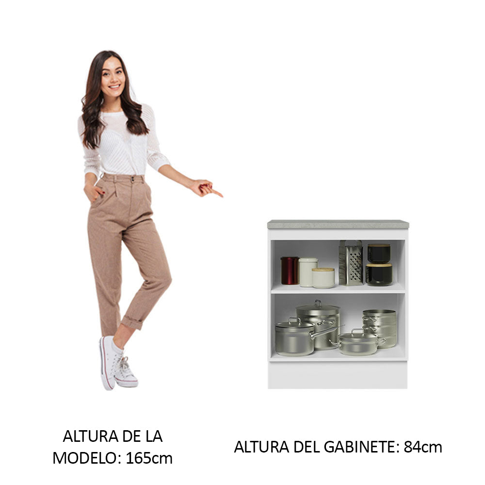 Bajo Mesada Cocina 70 x 60 cm 2 Puertas (Con Mesada) Blanco/Crema Agata Madesa