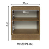 Bajo Mesada 70 x 60 cm 2 Puertas (Con Mesada) Marrón Glamy Madesa