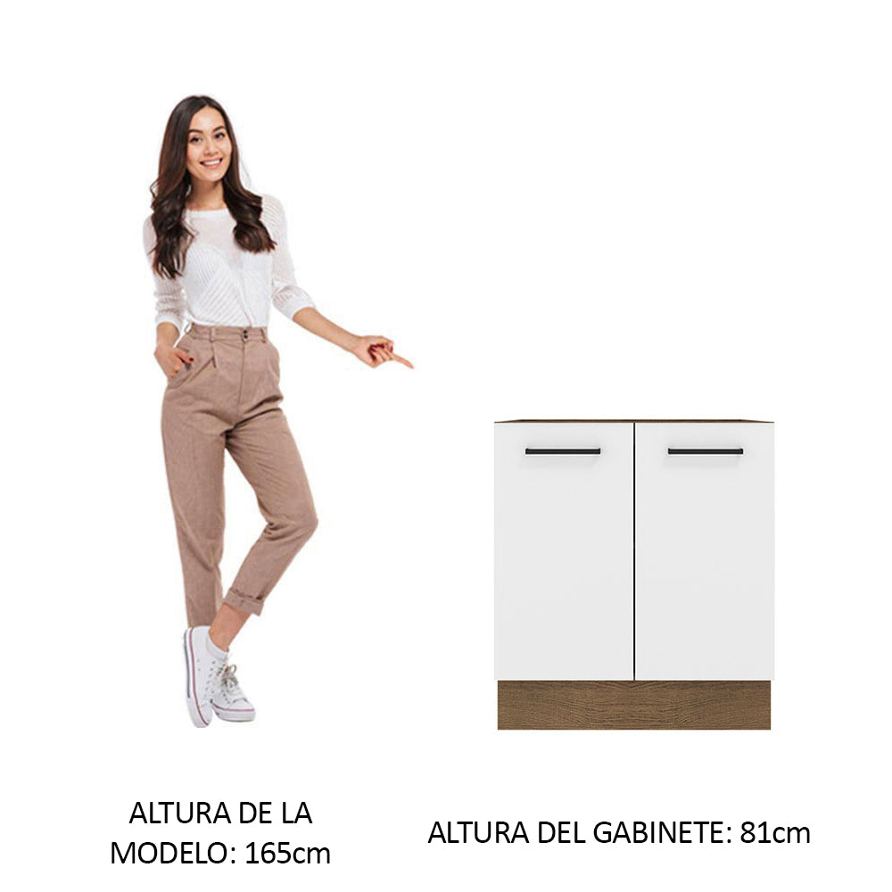 Bajo Mesada Cocina 70 x 60 cm 2 Puertas (Sin Mesada) Marrón/Blanco Agata Madesa