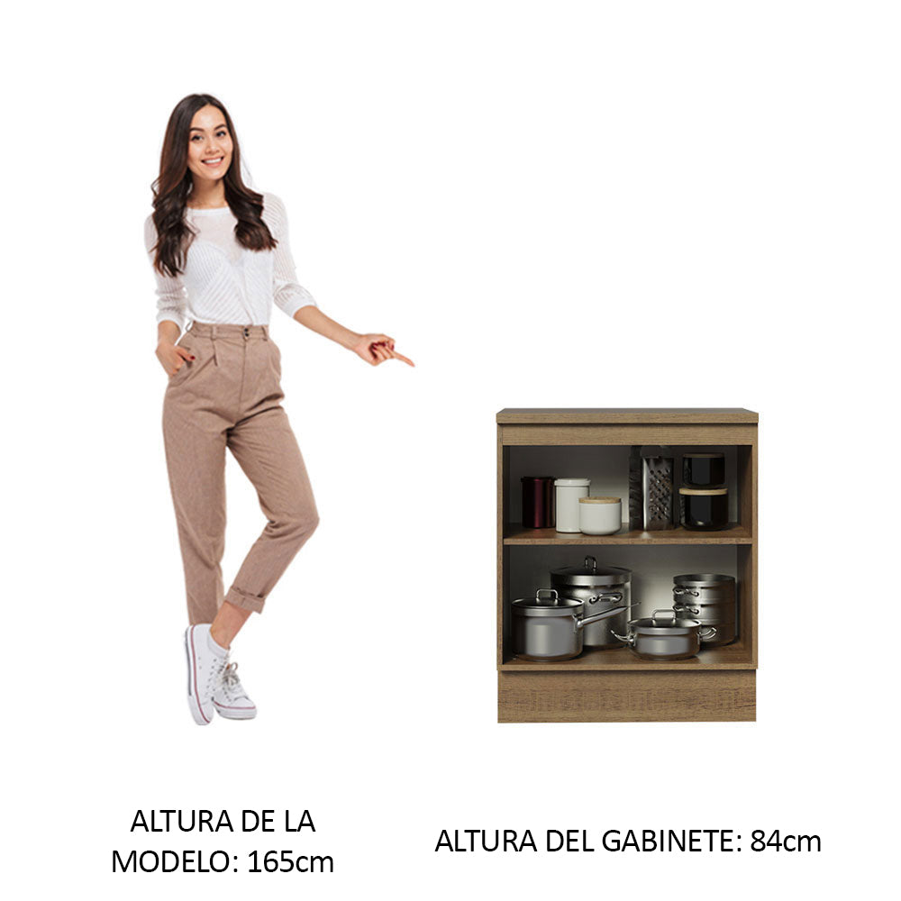 Bajo Mesada Cocina 70 x 60 cm 2 Puertas (Con Mesada) Marrón/Blanco Agata Madesa
