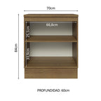 Bajo Mesada 70 x 60 cm 2 Puertas (Con Mesada) Marrón/Blanco Glamy Madesa