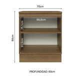 Bajo Mesada 70 x 60 cm 2 Puertas (Con Mesada) Marrón/Blanco Glamy Madesa