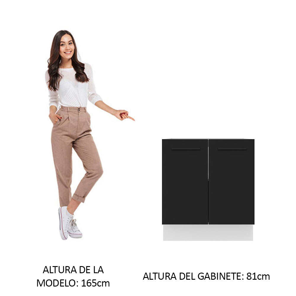 Bajo Mesada Cocina 70 x 60 cm 2 Puertas (Sin Mesada) Blanco/Negro Agata Madesa