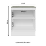 Bajo Mesada 70 x 60 cm 2 Puertas (Con Mesada) Blanco/Negro Glamy Madesa