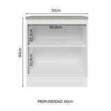 Bajo Mesada 70 cm x 60 cm, 2 Puertas Lux Blanco/Negro