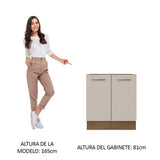 Bajo Mesada Cocina 70 x 60 cm 2 Puertas (Sin Mesada) Marrón/Crema Agata Madesa