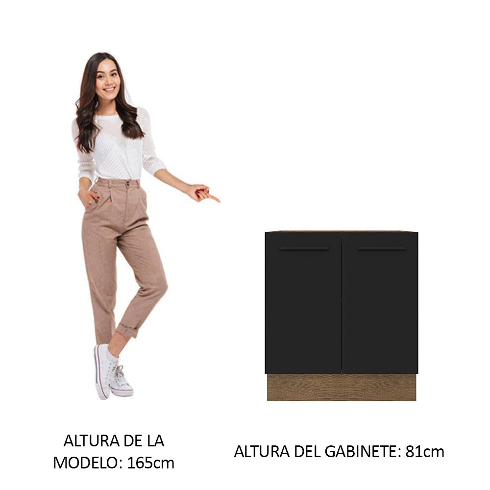 Bajo Mesada Cocina 70 x 60 cm 2 Puertas (Sin Mesada) Marrón/Negro Agata Madesa