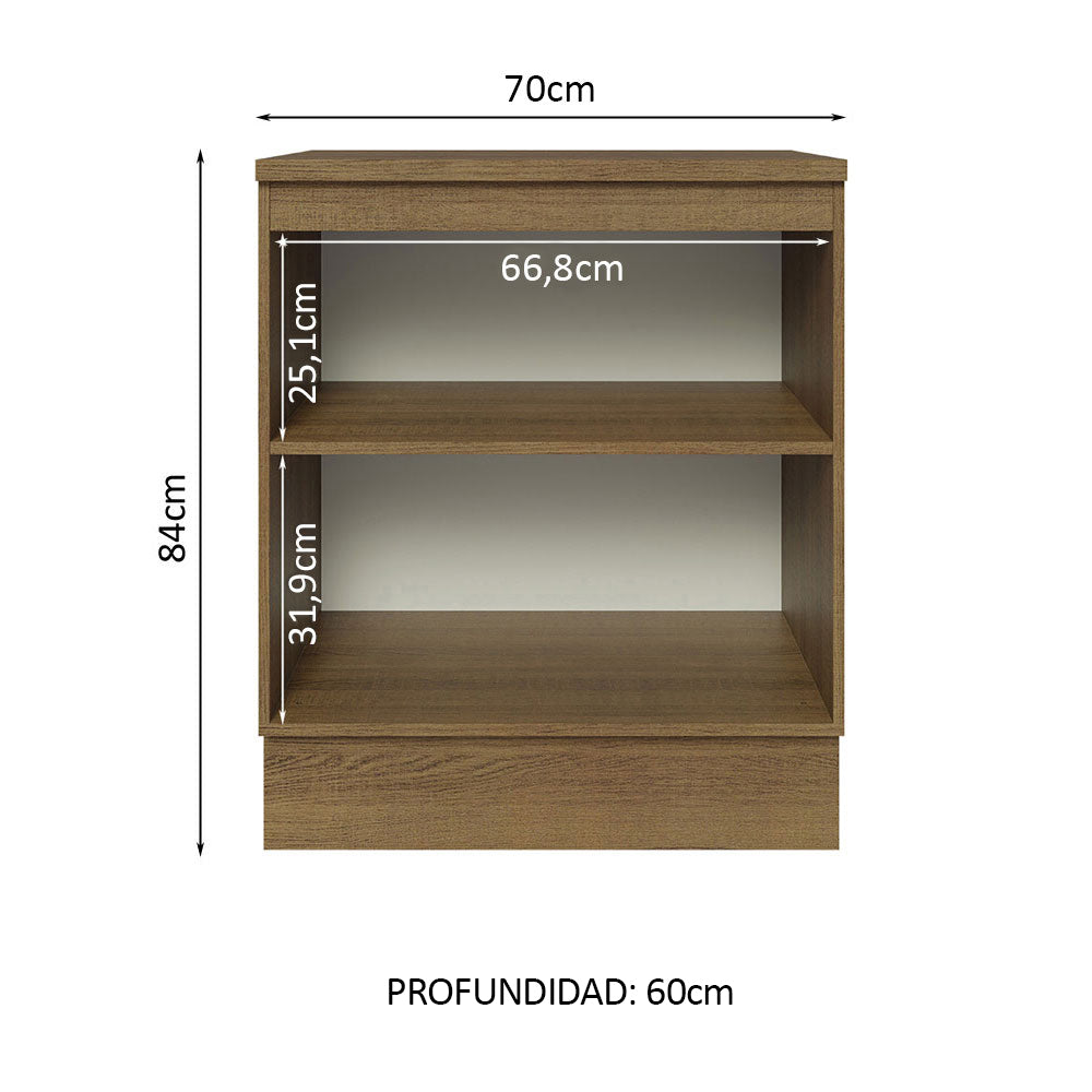 Bajo Mesada 70 x 60 cm 2 Puertas (Con Mesada) Marrón/Negro Glamy Madesa
