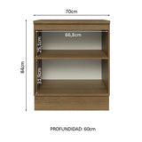 Bajo Mesada 70 x 60 cm 2 Puertas (Con Mesada) Marrón/Negro Glamy Madesa