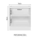 Bajo Mesada Cocina 70 x 60 cm 2 Puertas (Sin Mesada) Blanco/Marrón Glamy Madesa