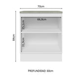 Bajo Mesada 70 x 60 cm 2 Puertas (Con Mesada) Blanco/Marrón Glamy Madesa