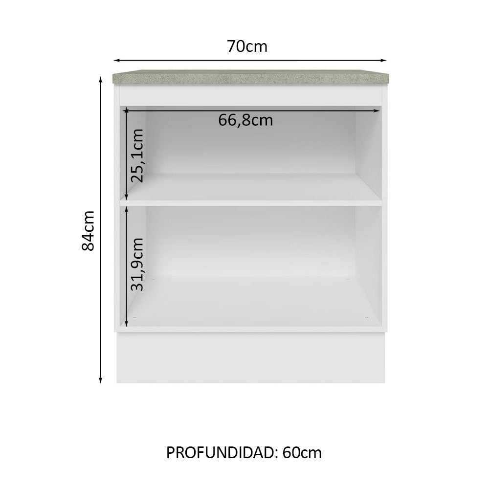 Bajo Mesada 70 cm  x 60 cm, 2 Puertas Lux Blanco/Gris