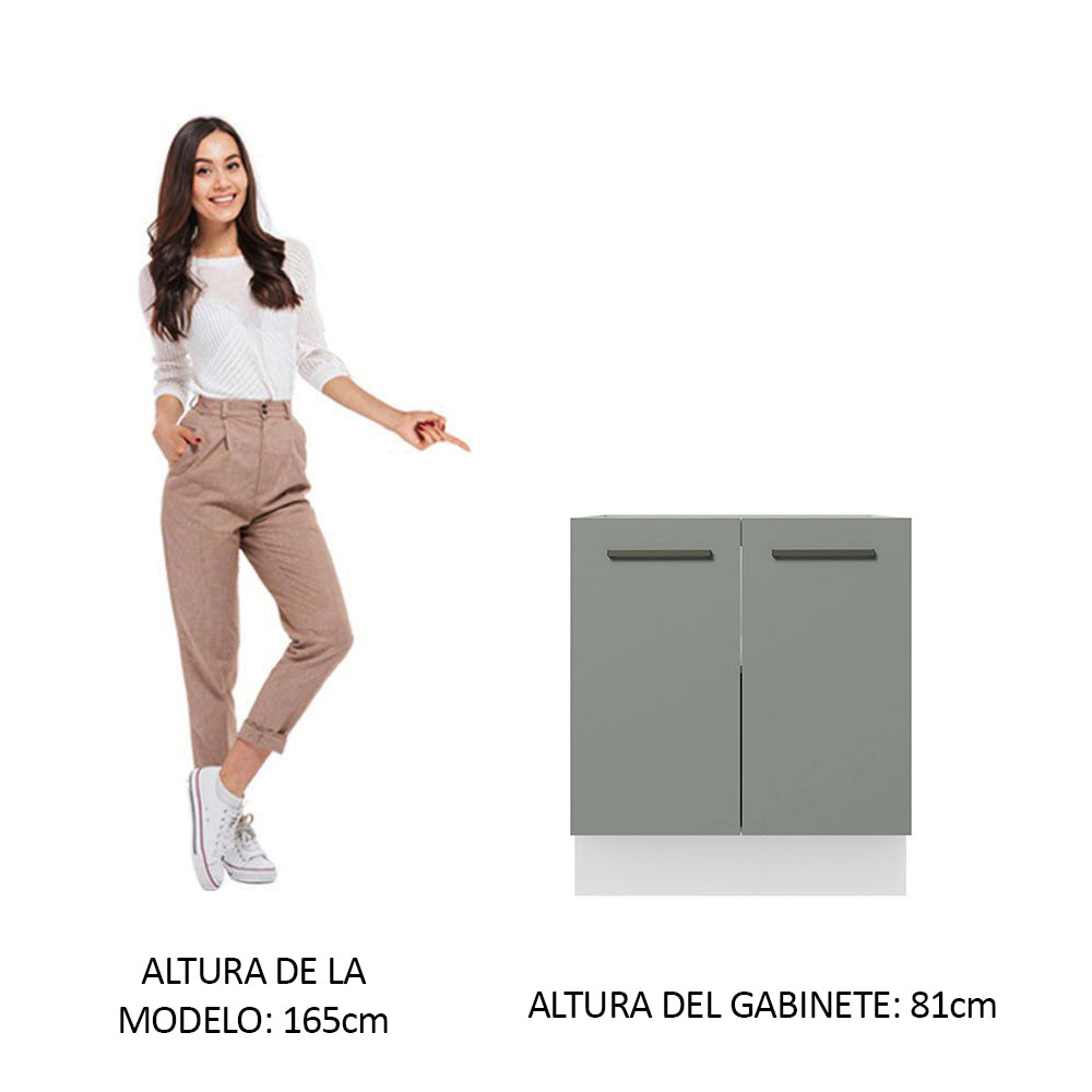 Bajo Mesada Cocina 70 x 60 cm 2 Puertas (Sin Mesada) Blanco/Gris Agata Madesa