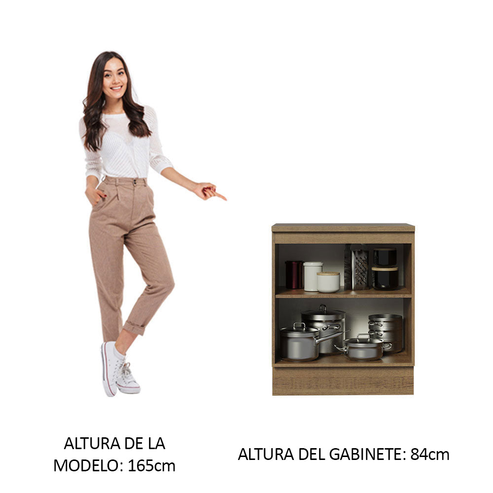 Bajo Mesada Cocina 70 x 60 cm 2 Puertas (Con Mesada) Marrón/Gris Agata Madesa